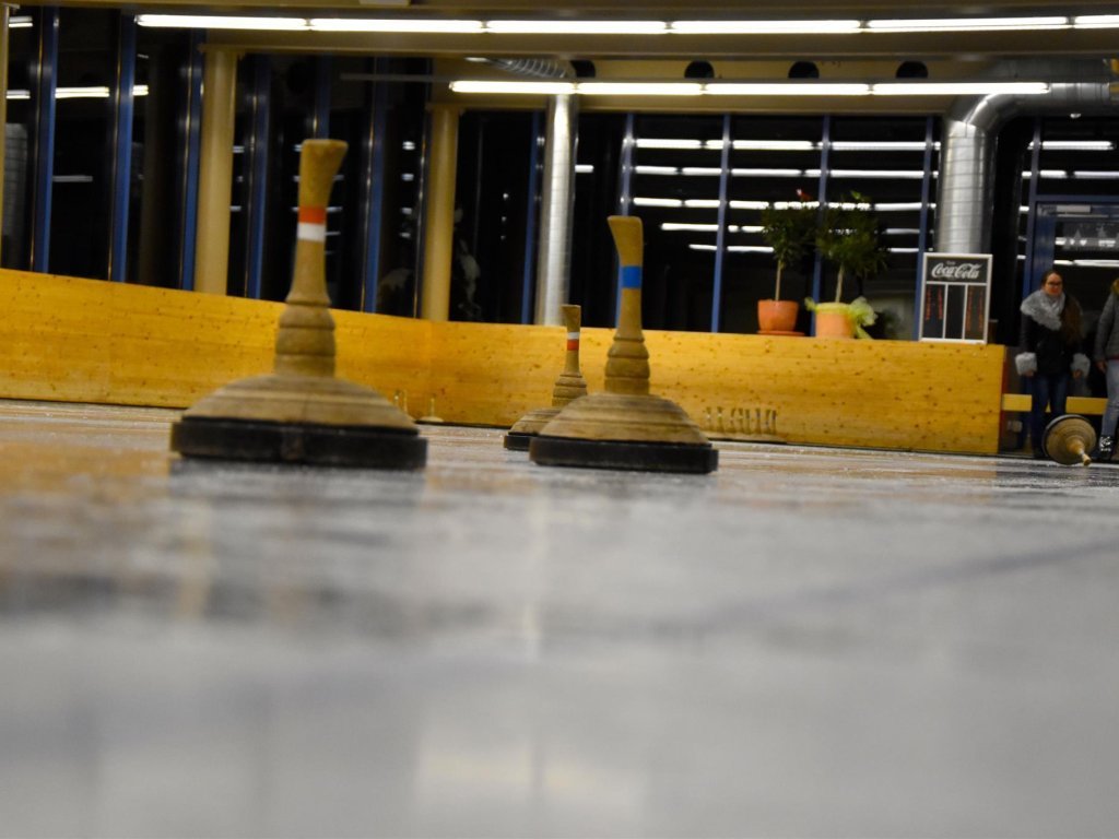 Curling in the ice rink